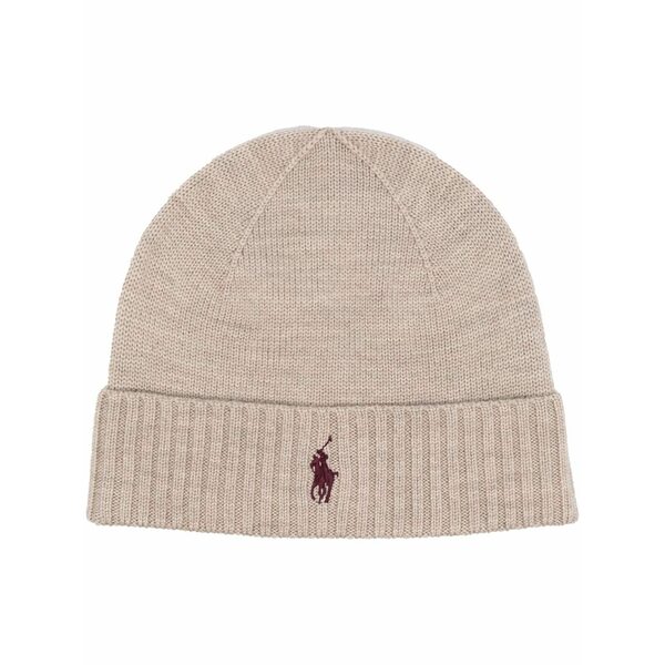 ラルフローレン メンズ かぶり笠 付属品 Logo-embroidered wool hat Neutrals