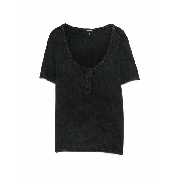アールサーティーン レディース ティーシャツ トップス Buttoned short-sleeve t-shirt Black
