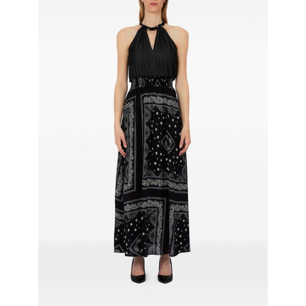 リュージョー レディース ワンピース トップス Paisley v-neck dress Black|asty