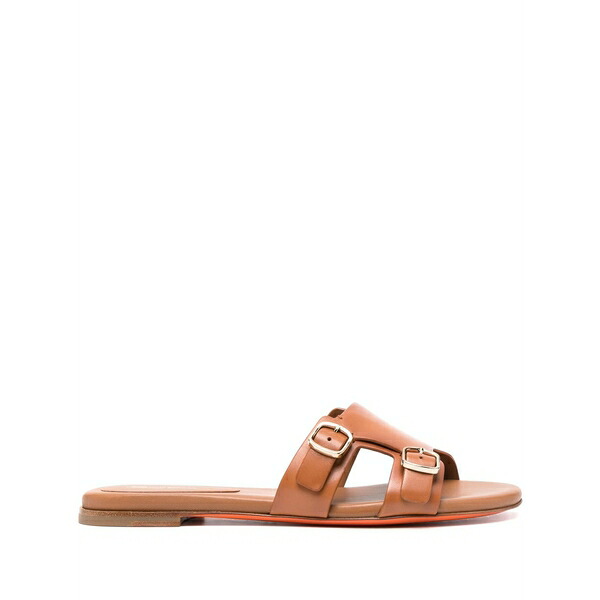 サントーニ レディース サンダル シューズ Double-buckle leather sandals Brown|asty