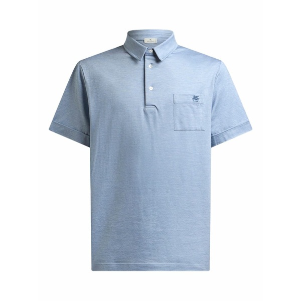 エトロ メンズ スポーツシャツ トップス Logo-embroidered polo shirt  Blue