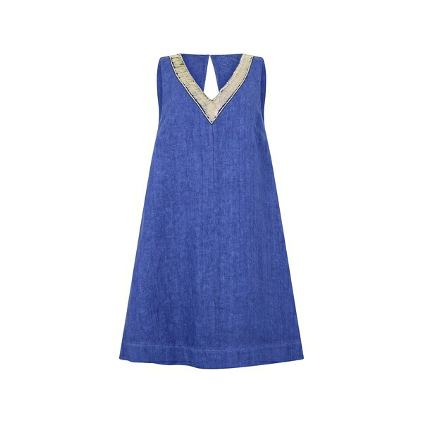 １２０％リノ レディース ワンピース トップス A-line embellished dress Blue｜asty
