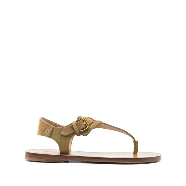 イザ呼びりん マラン レディース サンダル シューズ Suede flat sandals Green