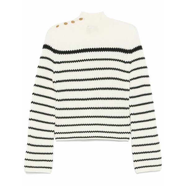 フォルテ フォルテ レディース 編み物\u0026スウェーター アウター High-neck striped sweater White
