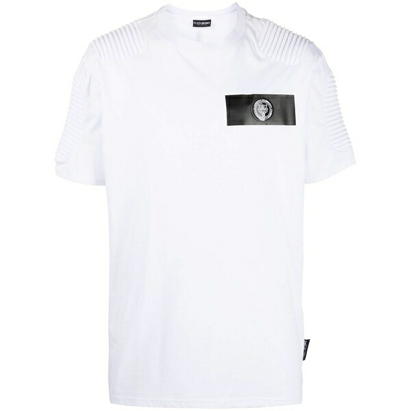 飾り気の無い運動競技 メンズ プルオーバー トップス Logo-patch short-sleeve t-shirt White