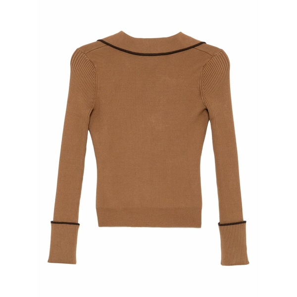 モンス  レディース スポーツシャツ トップス Knitted polo top Brown