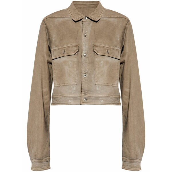 リックオウエンス レディース 上衣＆上衣 アウター Cut-out foiled denim jacket Neutrals