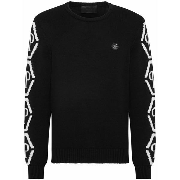 フィリップ飾り気のない メンズ 編み物\u0026プルオーバー アウター Monogram knit jumper Black