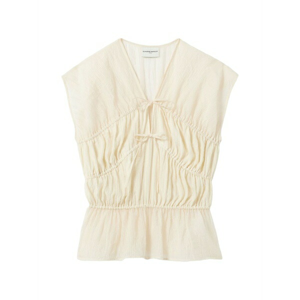 クローディピエルロ レディース プルオーバー トップス Tie-detail gathered blouse Neutrals