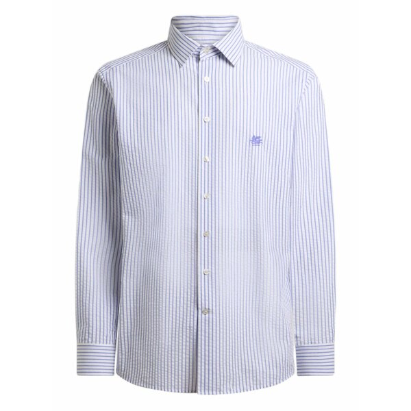 エトロ メンズ シャツ トップス Striped seersucker shirt White｜asty