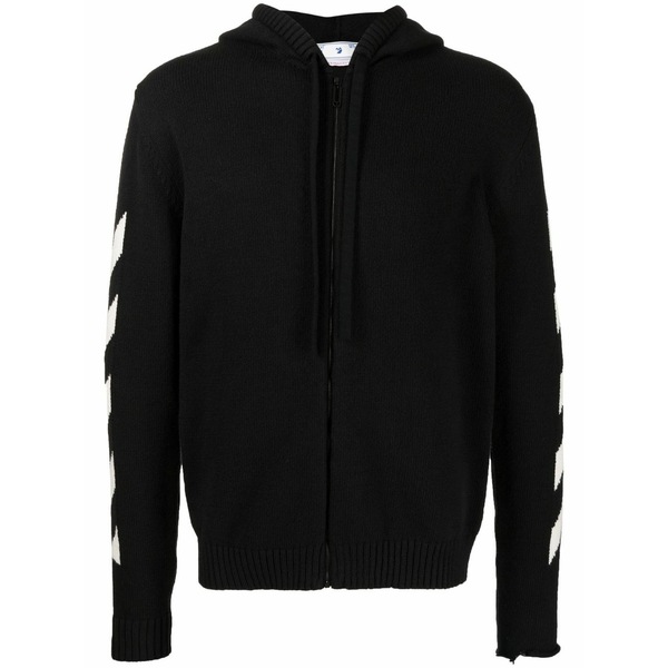 象牙色 メンズ パーカー・スウェットシャツ アウター Diag-stripe print hoodie Black