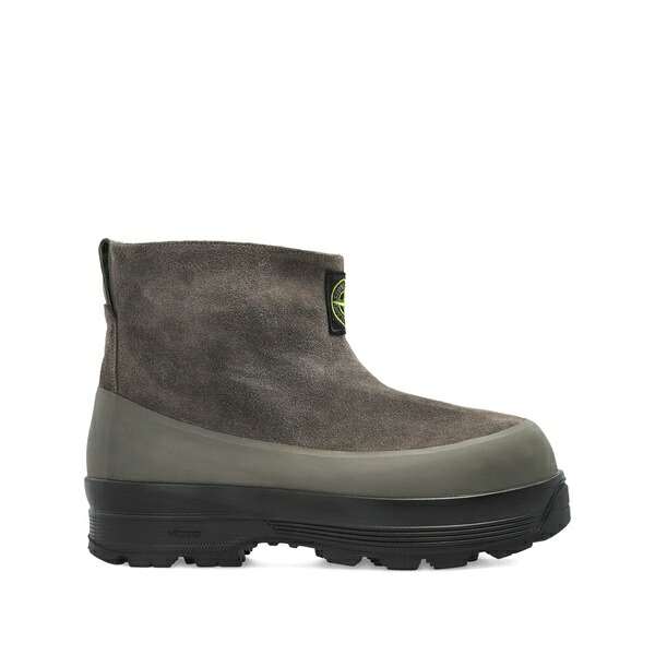 ストーンアイランド メンズ ブーツ シューズ Suede logo-patch ankle boots Grey|asty