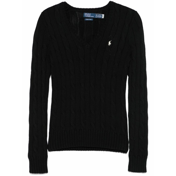 ラルフローレン レディース 編み物\u0026スウェーター アウター Cable-knit cotton sweater Black