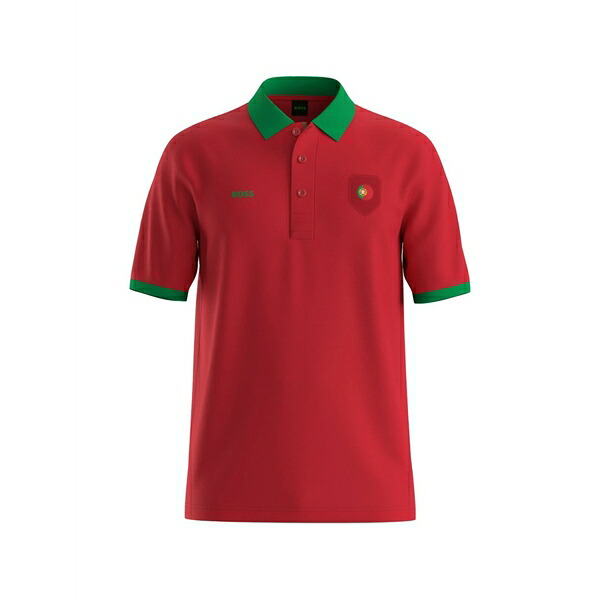 元締め メンズ スポーツシャツ トップス Patch short-sleeve polo shirt Red