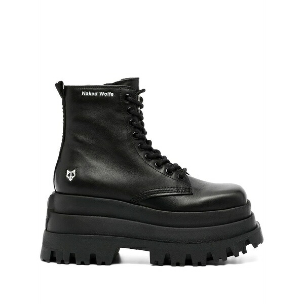 ネイキッドウルフ レディース ブーツ シューズ Sloane leather stacked-sole boots Black｜asty