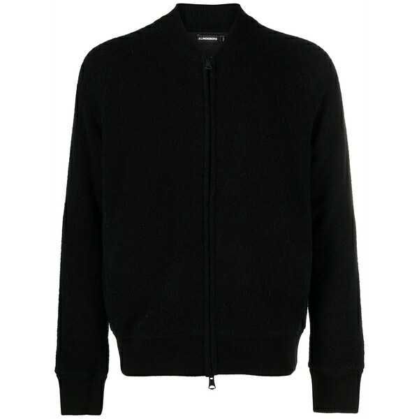 ジェイ リンドバーグ メンズ カーディガン アウター Mario front-zip fastening jumper Black｜asty