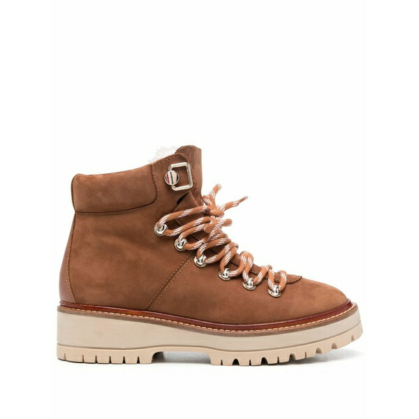トミー ヒルフィガー レディース ブーツ シューズ Lace-up leather ankle boots Brown