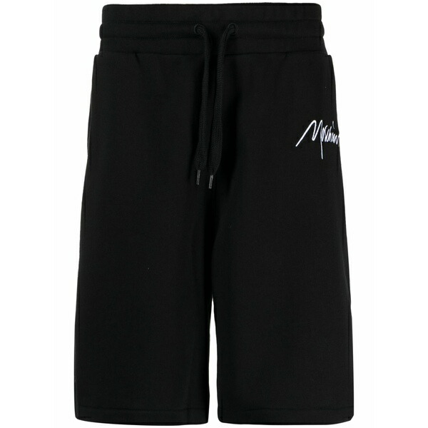 モスキーノ メンズ カジュアルパンツ ボトムス Logo-embroidered organic cotton track shorts Black