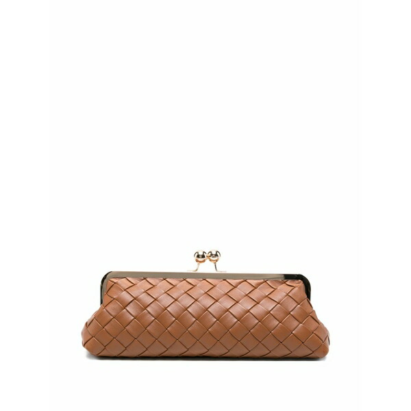 ツイン仕掛ける レディース クラッチペダル御徒面子 御徒面子 Woven kiss-lock clutch bag Brown