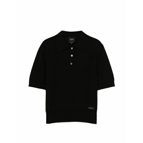 アーペーセー レディース スポーツシャツ トップス Logo-embroidered polo top Black