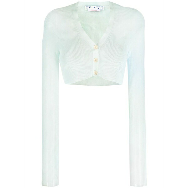 象牙色 レディース ジレー アウター Cropped embroidered-logo cardigan Blue