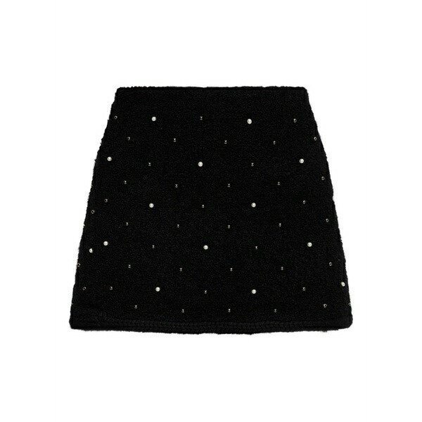 フレーム レディース スカート ボトムス Pearl-embellished mini skirt Black｜asty