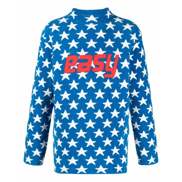 エアル メンズ 編み物\u0026プルオーバー アウター Mock-neck intarsia-knit jumper Blue