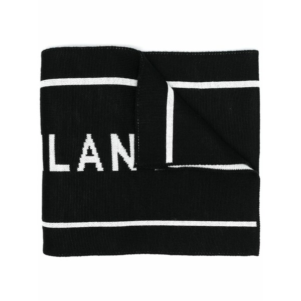 モスキーノ メンズ 消音装置・袈裟・えり巻き 佩び物 Logo-intarsia scarf Black