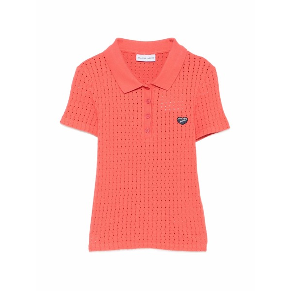 メゾンラビッシュ レディース ポロシャツ トップス Heart-appliqu?? polo shirt Orange｜asty
