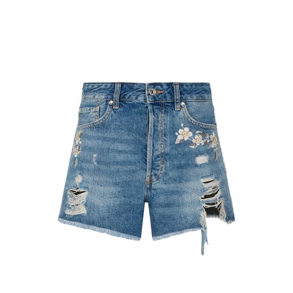 リュージョー レディース カジュアルパンツ ボトムス Distressed-effect shorts Blue