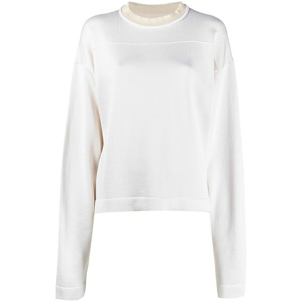 ジル・サンダー レディース 編み物\u0026プルオーバー アウター Two-tone jumper Neutrals