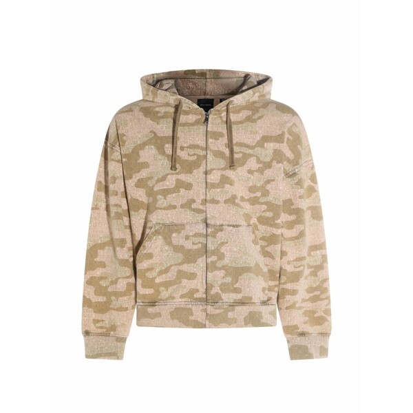 デイリー・ペーパー メンズ パーカー・スウェットシャツ アウター Camo-print zip-up hoodie Neutrals|asty
