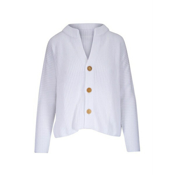 簡明直截 ＆ アイリーン レディース ジレー アウター Button placket cardigan White