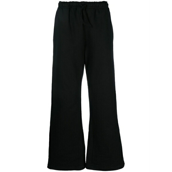 ゼロスリーツーシー メンズ 心地好いズボン下 ボトムス Logo-print flared track pants Black
