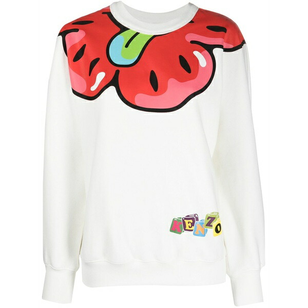 ケンゾー レディース 編み物\u0026スウェーター アウター Graphic-print long-sleeve sweatshirt White