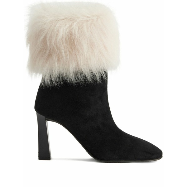 ジュゼッペザノッティ レディース ブーツ シューズ 90mm gstaad fur-cuff block-heel boots Black