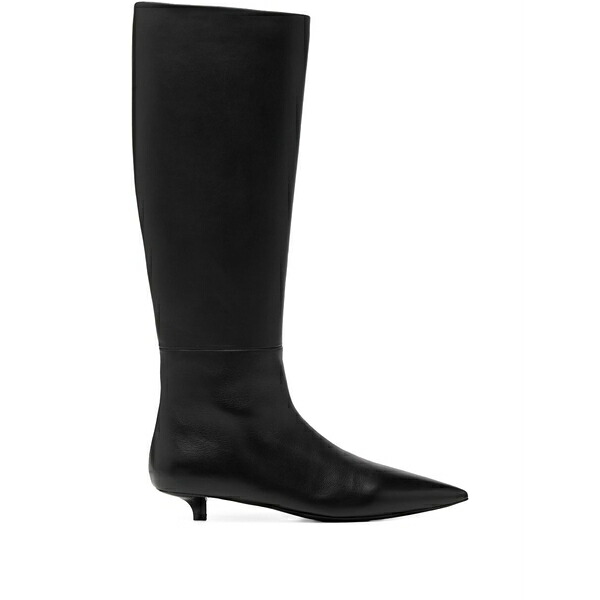 マーシャル  レディース ブーツ シューズ Leather pointed-toe knee-high boots Black