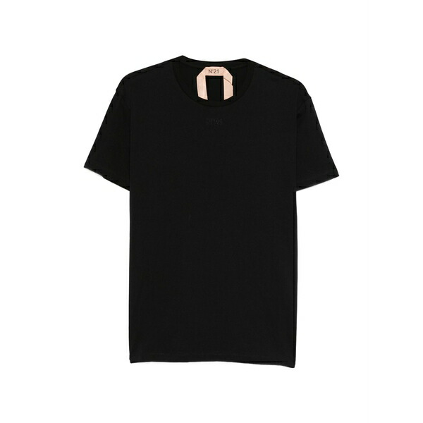 ヌメロ ヴェントゥーノ レディース プルオーバー トップス Logo-detail  t-shirt Black