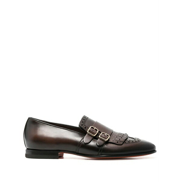 サントーニ メンズ ドレスシューズ シューズ Fringe double-buckle monk shoes Brown｜asty
