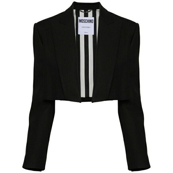 モスキーノ レディース 上衣＆上衣 アウター Open-front cropped blazer Black