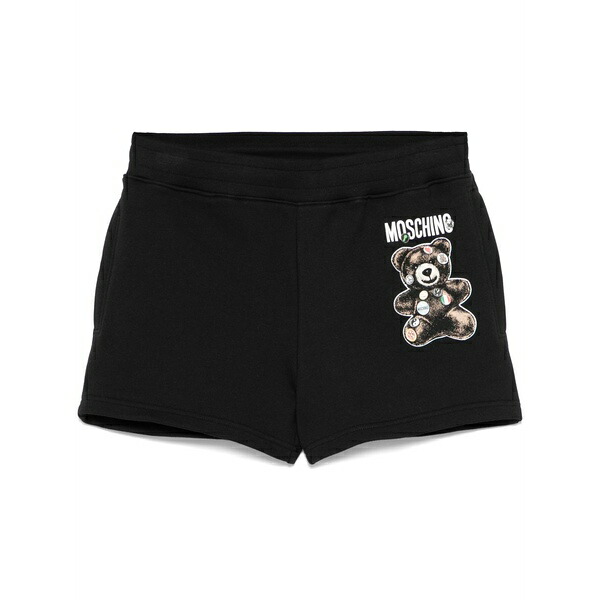 モスキーノ レディース カジュアルパンツ ボトムス Teddy bear-print track shorts Black