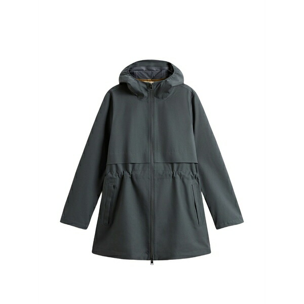 羊毛 金持ち レディース 厚地の外套 アウター Elasticated hood parka coat Grey
