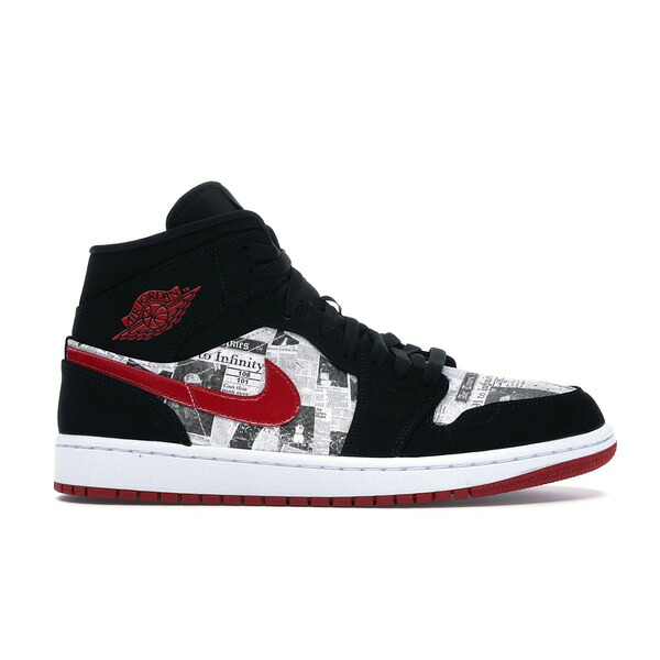 Jordan ジョーダン メンズ スニーカー  【Jordan 1 Mid Newspaper Air Times】  大きさ US_7(25.0珊) Black/Gym Red-White