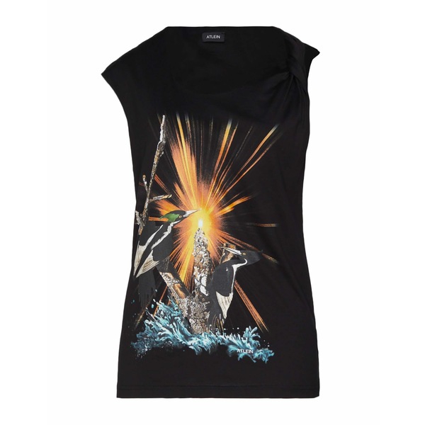【送料無料】 アトレイン レディース Tシャツ トップス T-shirts Black