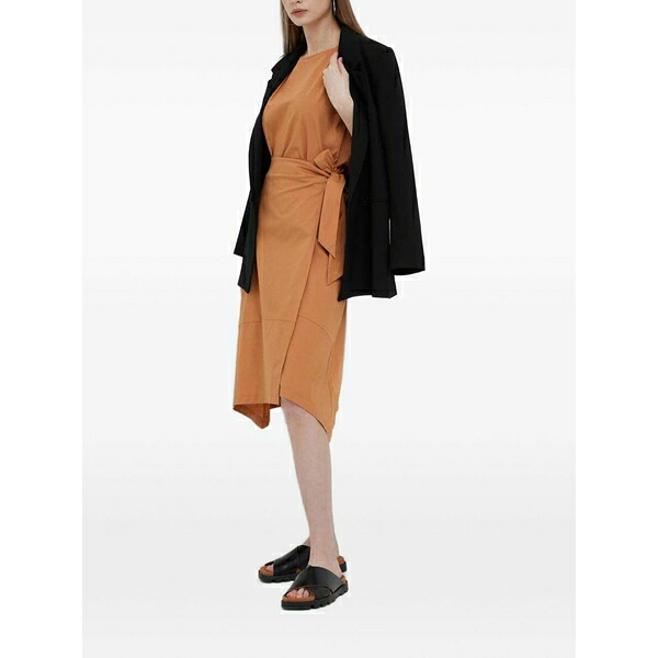 ダナ キャラン ニューヨーク レディース スカート ボトムス Tie-detail panelled midi skirt Orange|asty
