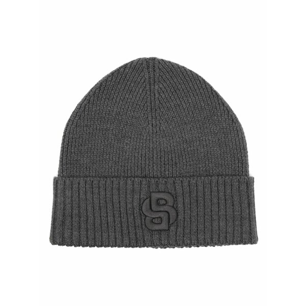 ボス メンズ 帽子 アクセサリー Logo-embroidered beanie Grey