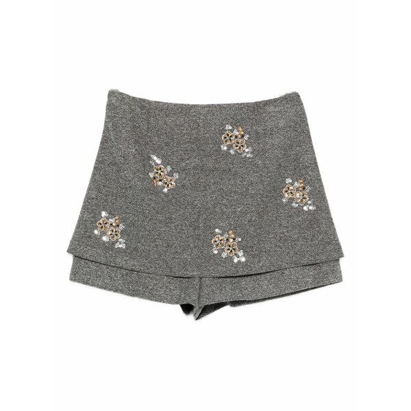 マージュ レディース カジュアルパンツ ボトムス Floral-embellished layered skorts Grey