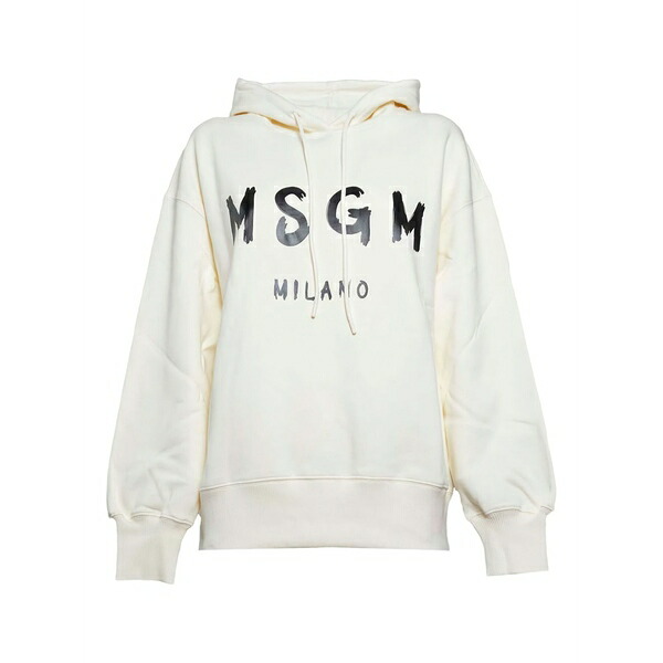 エムエスジイエム レディース パーカー・スウェットシャツ アウター Graphic-logo hoodie Neutrals｜asty