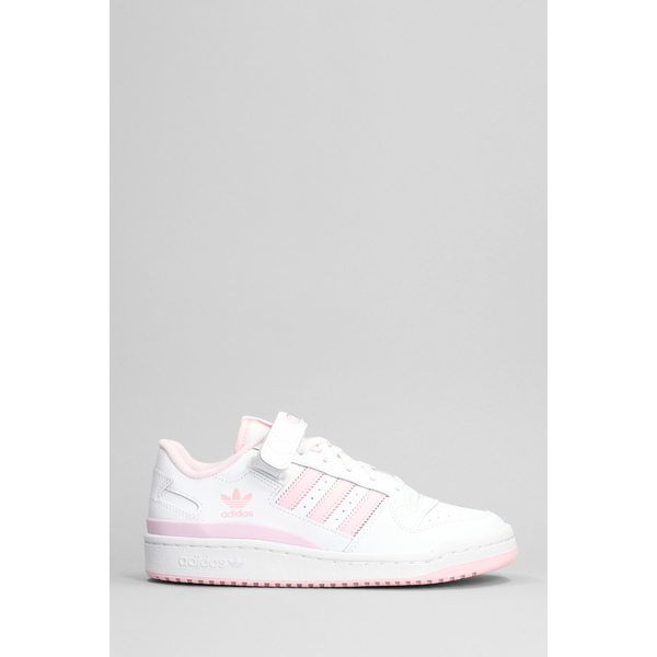 アディダス レディース スニーカー シューズ Forum Low Sneakers In White Leather White and pink