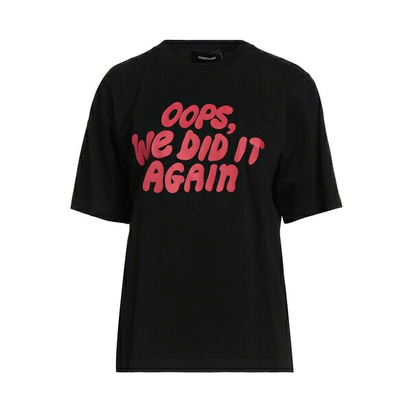 【貨物輸送無料】 ディースクエアード レディース プルオーバー トップス T-shirts Black